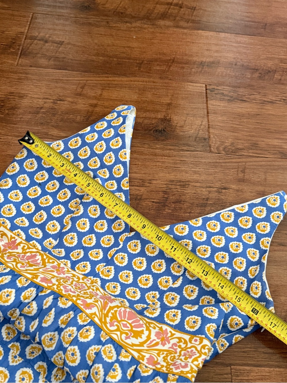 Point Sur (J. Crew) block print tiered maxi dress blue white yellow womens 4 - Picture 11 of 15
